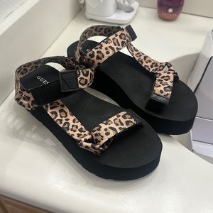 Guess cheetah casual sandals. Pre-loved.